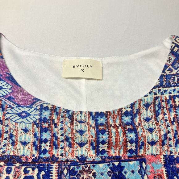 Everly Anthropologie Aztec Print 3/4 Sleeve Mini Dress Women’s Size S Lined - Picture 3 of 10